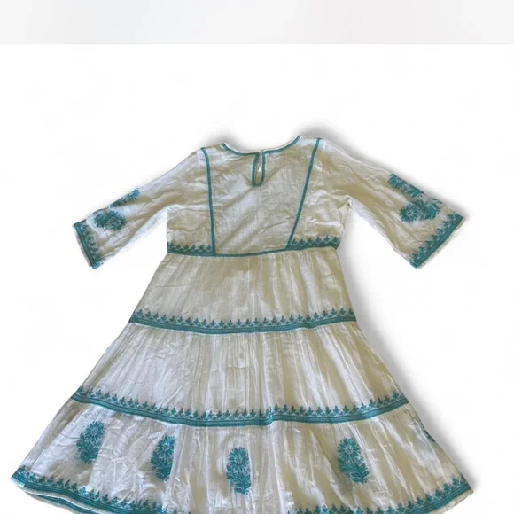NWT |Soft Surroundings| Boho Midi Dress in White with Blue Floral Embroidery Med - Picture 5 of 10